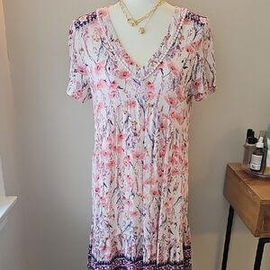 Floral Pink and White Dress